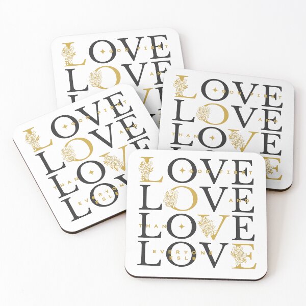 Item preview, Love God First – Floral Christian Love Typography Design - (GOLD/WHITE) designed and sold by Christian1iving.