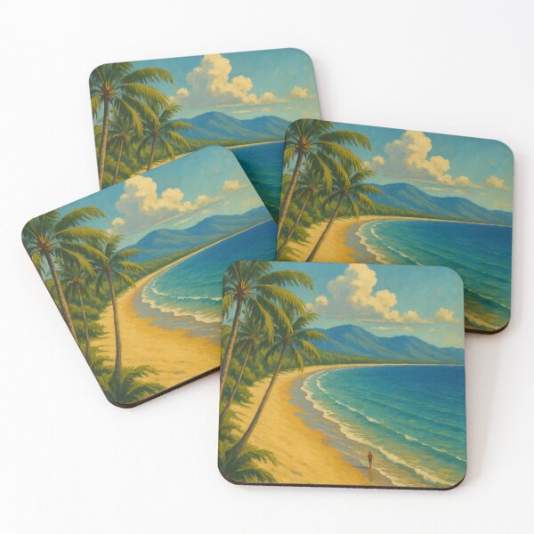 Item preview, Port Douglas Beach with Tropical Palms and Mountains designed and sold by Places On Earth.