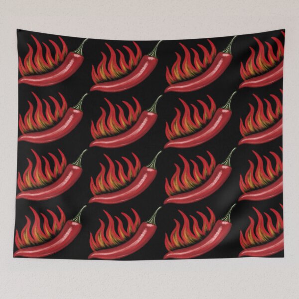 Item preview, Hot Chili Peppers with flames (Version 1 Black) designed and sold by Scarlet Swan.
