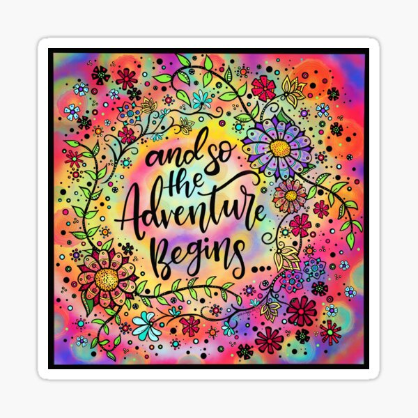 Pretty Floral “The Adventure Begins” Sticker