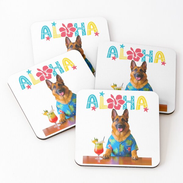 Item preview, Aloha German Shepherd – Tropical Vibes with a Cool Canine & Mai Tai designed and sold by Fredster1966.