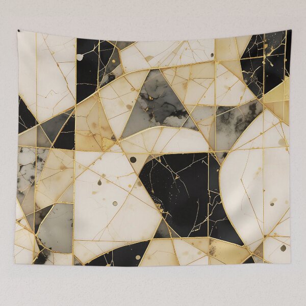 Item preview, Kintsugi Geometric Pattern – Abstract Ceramic-Inspired Art designed and sold by Dino-Lune.