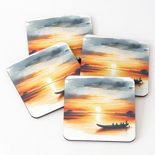 Item preview, Sunset, mokoro ride, chobe river, chobe national park, Botswana designed and sold by kalahariart.