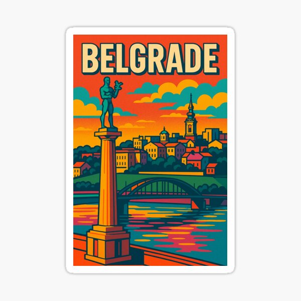 Item preview, Belgrade Cityscape in Retro Pop Art Style | Colorful Digital Illustration of Serbia’s Capital | Vibrant Urban Poster Inspired by 80s Aesthetic | Bold and Graphic Tribute to Belgrade designed and sold by PaintedPixels01.