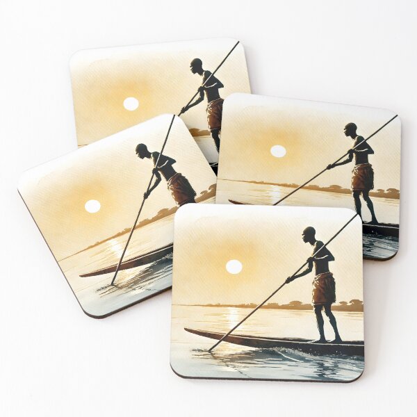 Item preview, Okavango delta mokoro polers designed and sold by kalahariart.