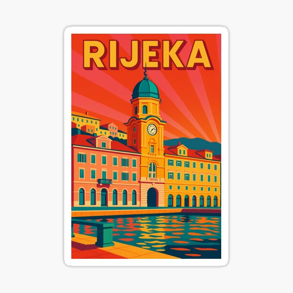 Item preview, Digital Retro Pop Art of Rijeka | Bold Cityscape in Vintage Colors | Colorful Croatian Coastline Vibes | Retro Travel Style Rijeka Design | Nostalgic Pop Art City Tribute designed and sold by PaintedPixels01.