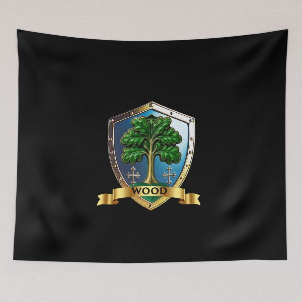 Item preview, Wood Name Shield  Bold Oak, Gold Banner, Unshakable Legacy designed and sold by Highlandkings.