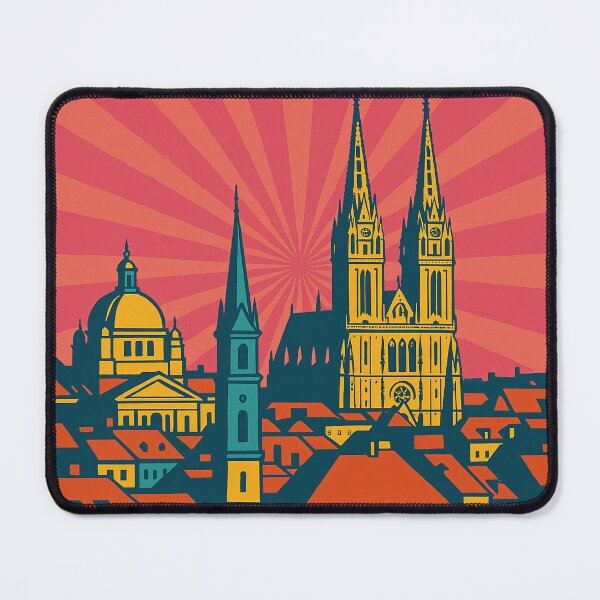 Item preview, Zagreb in Retro Pop Art Style | Colorful Croatia Travel Poster | Bold Vintage Cityscape with Graphic Flair | Digital Pop Art of Zagreb Landmarks | Nostalgic European City designed and sold by PaintedPixels01.