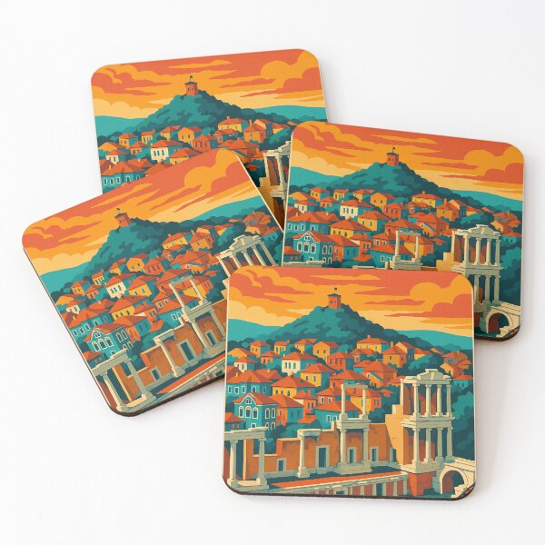 Item preview, Plovdiv in Retro Pop Art Style | Digital Travel Artwork of Bulgaria’s Historic City | Vibrant Vintage Vibes with Urban Charm | Colorful Pop Art View of Plovdiv’s Landmarks designed and sold by PaintedPixels01.