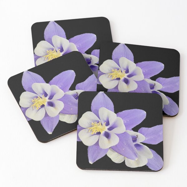 Item preview, blue columbine flower on a black background designed and sold by Lizzilzil.