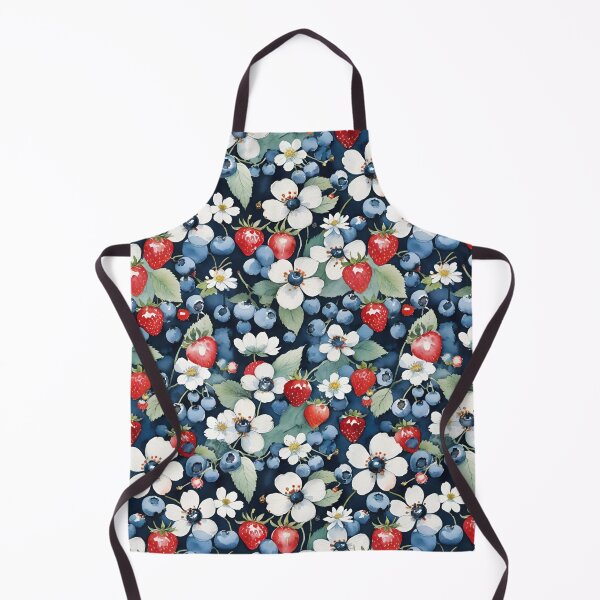 Item preview, Strawberries And Blueberries With White Flowers On A Deep Blue Background designed and sold by CarrollGene.