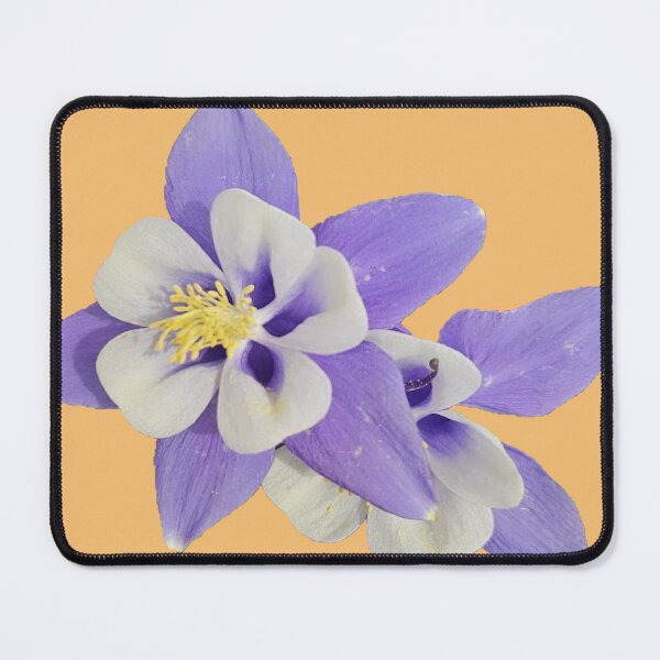 Item preview, blue columbine flower on a soft orange background designed and sold by Lizzilzil.