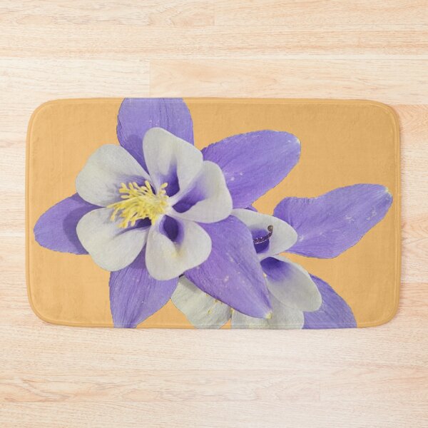 Item preview, blue columbine flower on a soft orange background designed and sold by Lizzilzil.