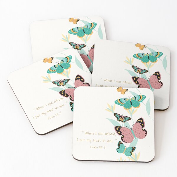 Item preview, When I am afraid, I put my trust in you. Psalm 56:3, Colorful Butterflies designed and sold by GiftableGems.