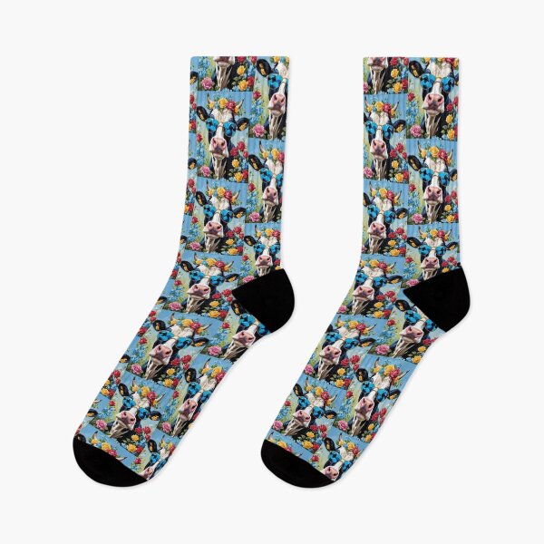 Item preview, Cool Cow Wearing Sunglasses Wtih Roses And Forget-me-nots designed and sold by CarrollGene.