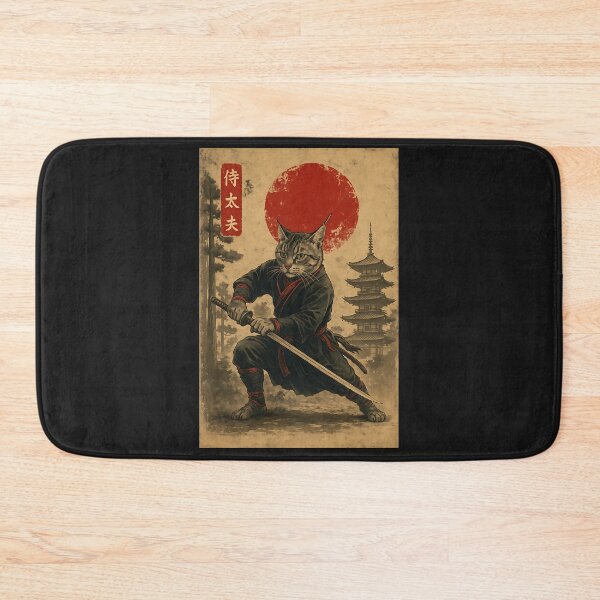 Item preview, Vintage Ninja Samurai Cat Graphic Tees Art Japanese Anime designed and sold by cawtoon.