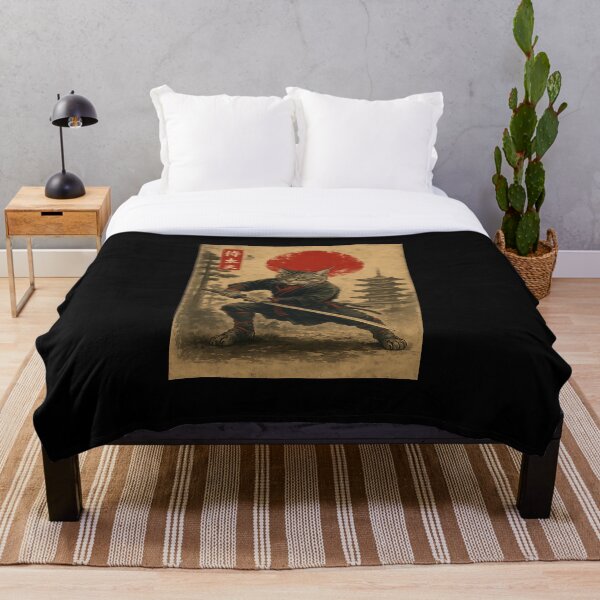 Item preview, Vintage Ninja Samurai Cat Graphic Tees Art Japanese Anime designed and sold by cawtoon.