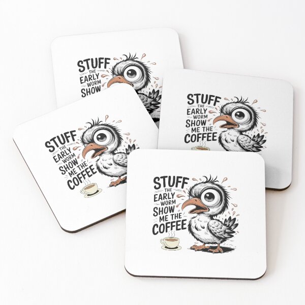 Item preview, Funny Sleepy Bird Coffee Quote | "Stuff the Early Worm, Show Me the Coffee" | Cute Tired Bird Design designed and sold by sornchai4917.