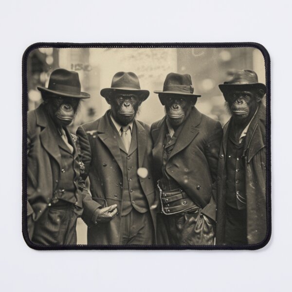 Item preview, Earth 52768, Vintage New York Gangsters, Mobbed Up, Vintage Photo, Black and White Photo, Chimps, Apes, Sci-Fi, Fantasy Art, Artwork, Gift designed and sold by GSizzle1.