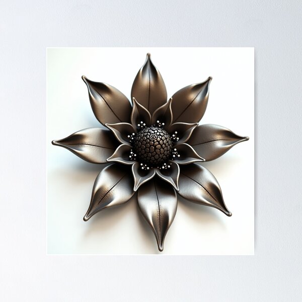 Item preview, Minimalist Iron Flower Sculpture – Industrial Metallic Floral Art designed and sold by ❤️Loving you in Silence ❤️.