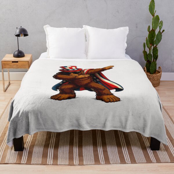 Item preview, Dabbing Bigfoot 4th of July Sasquatch American Flag designed and sold by diyoor.
