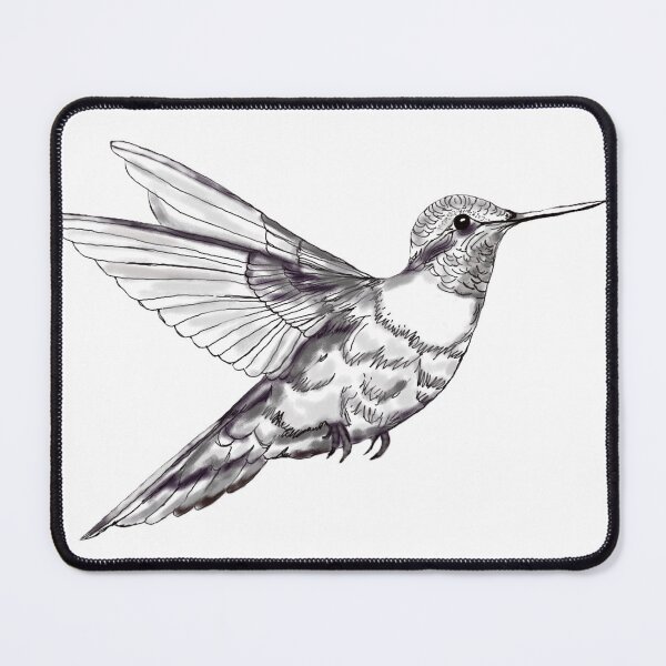 Item preview, No Background Black and White Hummingbird in Flight designed and sold by hrfyan.