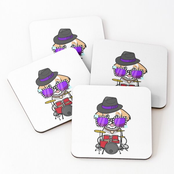Item preview, Rock and roll Happy Dog playing drums designed and sold by Pet Station.