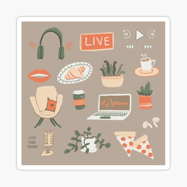 Item preview, Cute neutral podcast pattern  designed and sold by katerosestudios.