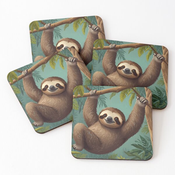 Item preview, Cute Sloth Hanging from a Tree – Tropical Cartoon Fun designed and sold by johndesignwaves.