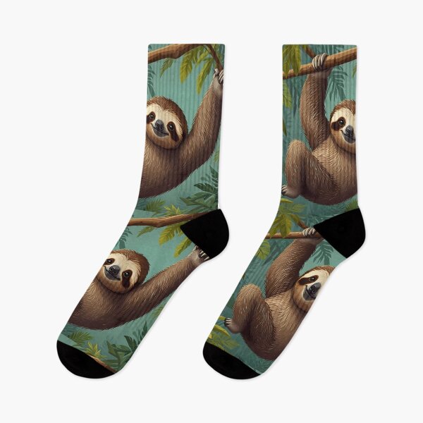 Item preview, Cute Sloth Hanging from a Tree – Tropical Cartoon Fun designed and sold by johndesignwaves.