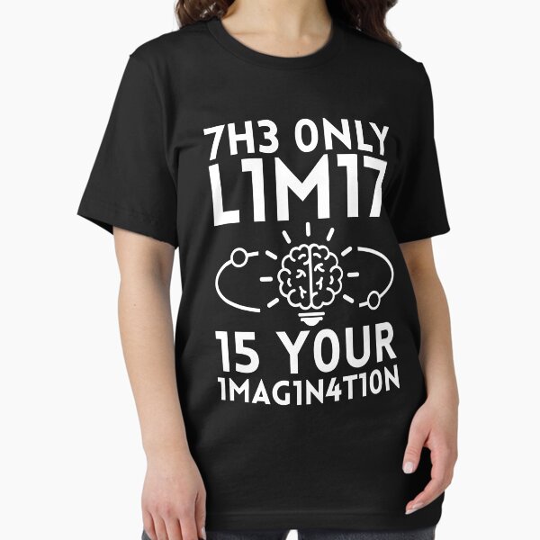 Aperçu de l'œuvre La seule limite est votre imagination, citation de motivation codée Leetspeak créée et vendue par Inner Vitality Designs.