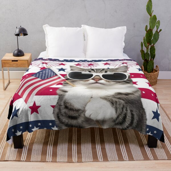 Item preview, USA funny cat holding a America flag design for the July 4th independence day of America | US | United States | 1776  designed and sold by TeenLake.