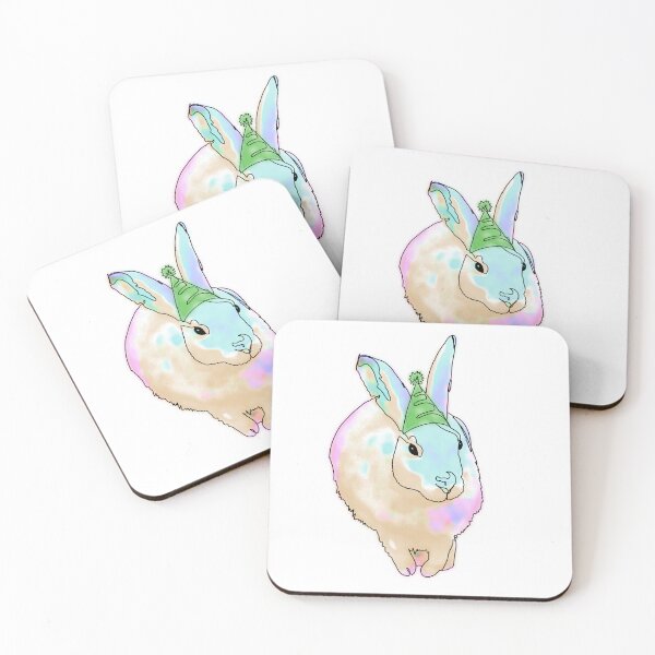 Item preview, Rainbow Bunny in a Green Party Hat – animalsinhats designed and sold by Ashley’sAnimalz.