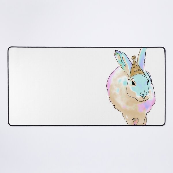 Item preview, Rainbow Bunny in a Yellow Party Hat – animalsinhats designed and sold by Ashley’sAnimalz.