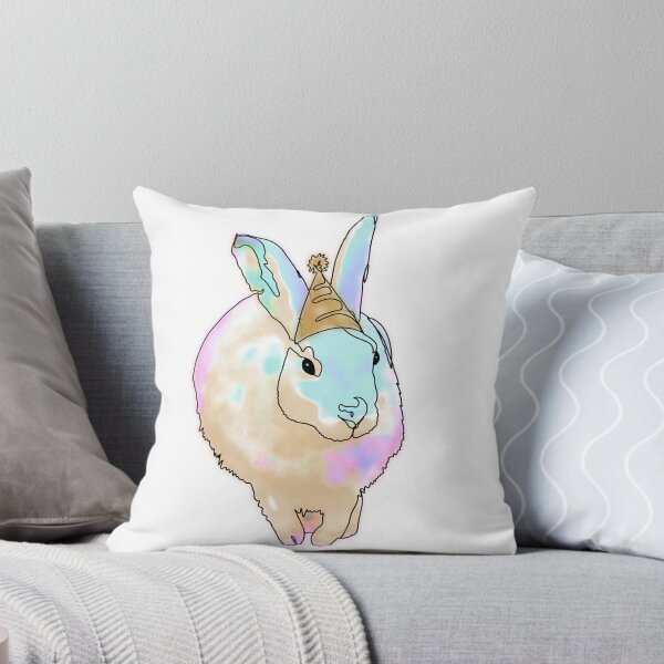 Item preview, Rainbow Bunny in a Yellow Party Hat – animalsinhats designed and sold by Ashley’sAnimalz.