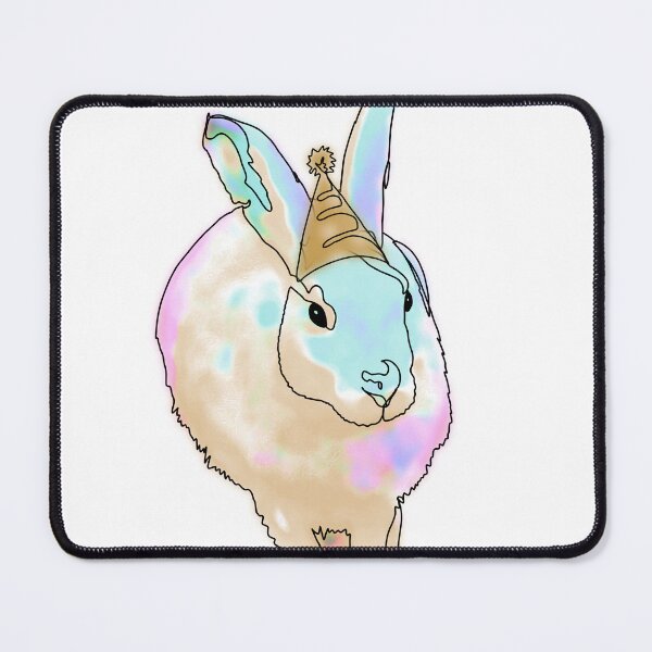 Item preview, Rainbow Bunny in a Yellow Party Hat – animalsinhats designed and sold by Ashley’sAnimalz.