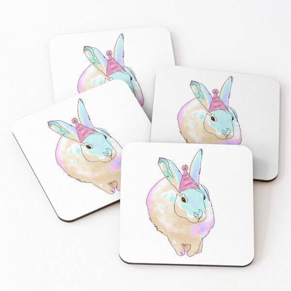 Item preview, Rainbow Bunny in a Pink Party Hat – animalsinhats designed and sold by Ashley’sAnimalz.