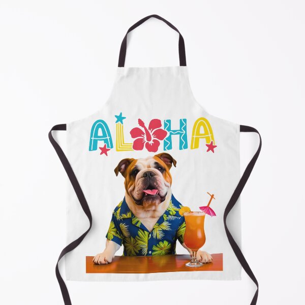 Item preview, Aloha English Bulldog – Tropical Bar Dog in Hawaiian Shirt with Mai Tai designed and sold by Fredster1966.