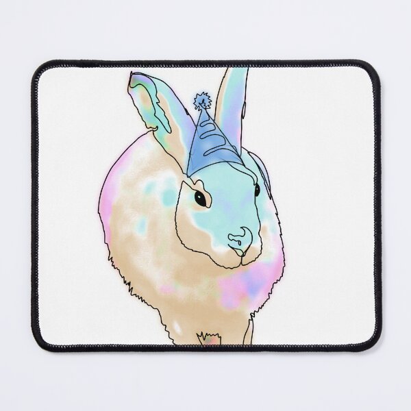 Item preview, Rainbow Bunny in a Blue Party Hat – animalsinhats designed and sold by Ashley’sAnimalz.