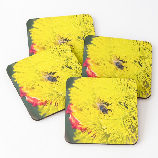 Item preview, Bee polinating yellow flowers #2 designed and sold by Images by Chris de Blank.