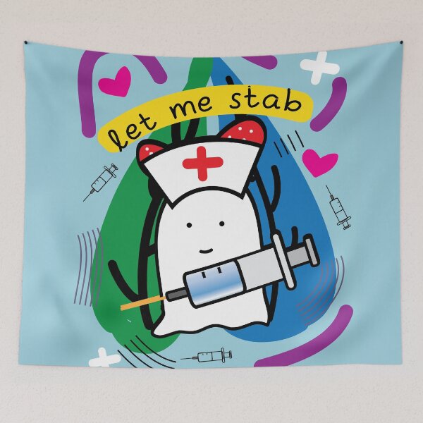 Item preview, Little ghost nurse saying let me stab you designed and sold by fluffyfamcraft.