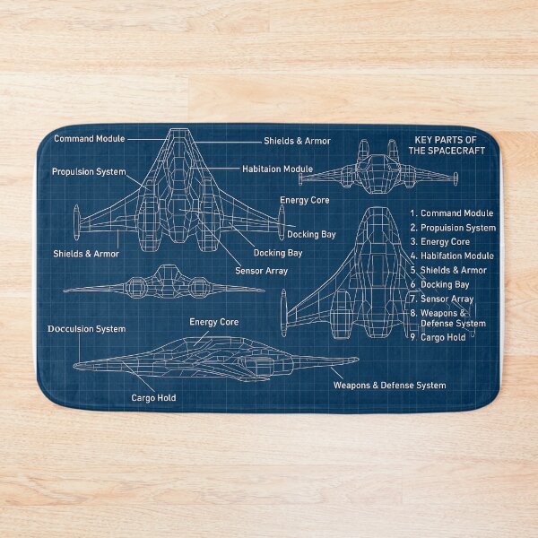 Item preview, Futuristic Spacecraft Blueprint Art designed and sold by Istyak7.