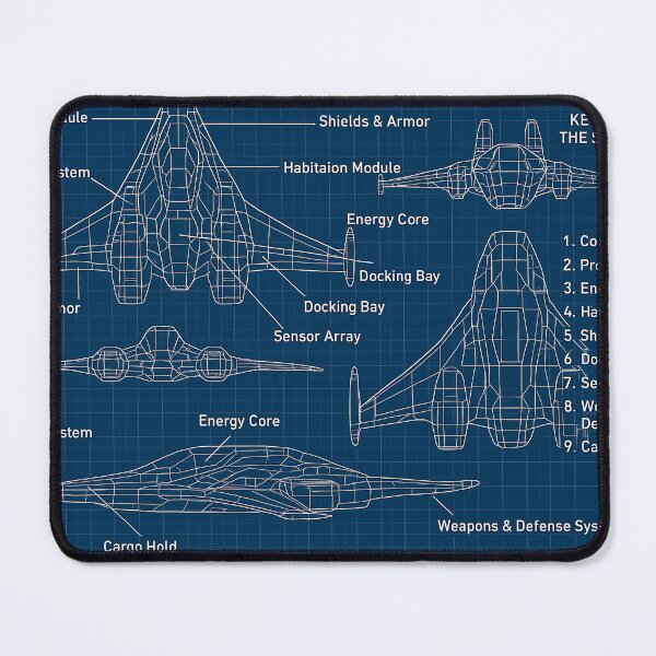 Item preview, Futuristic Spacecraft Blueprint Art designed and sold by Istyak7.
