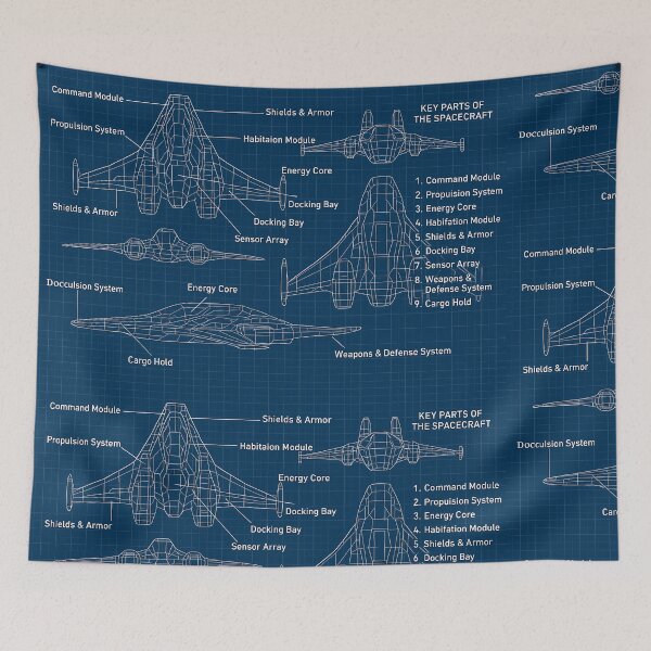 Item preview, Futuristic Spacecraft Blueprint Art designed and sold by Istyak7.