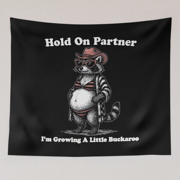 Item preview, Hold On Partner I'm Growing A Little Buckaroo Raccoon Cowboy designed and sold by Filek-mable.