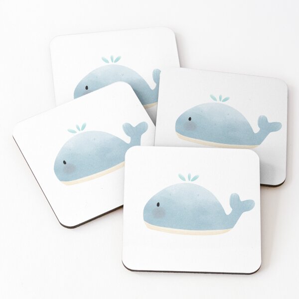 Item preview, Blue whale watercolor hand drawn kawaii designed and sold by inelistudio.