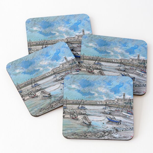 Item preview, Penzance, Cornwall. Pens and watercolour on wood. Original for sale.  designed and sold by Elizabeth Moore Golding.