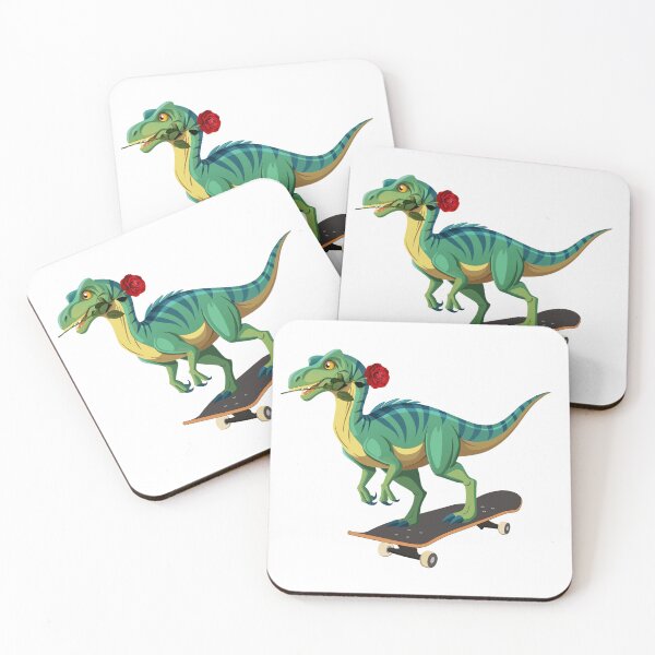 Item preview, Cute Dinosaur Skating with Rose - Adorable Romantic Dino Design designed and sold by ArtsyExplorer.