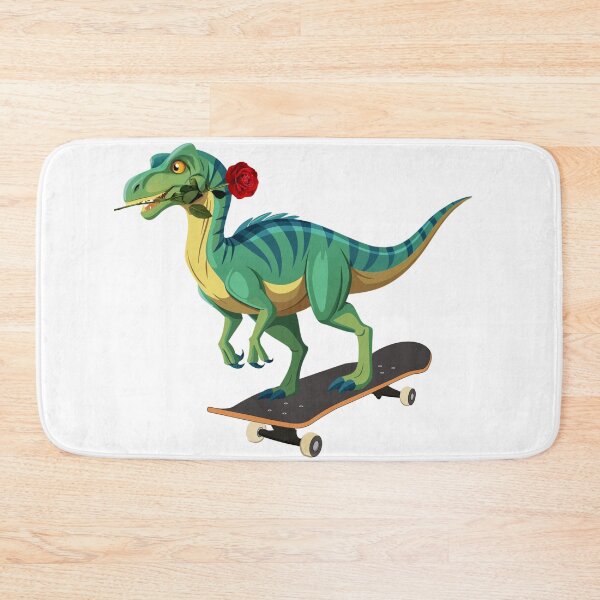 Item preview, Cute Dinosaur Skating with Rose - Adorable Romantic Dino Design designed and sold by ArtsyExplorer.