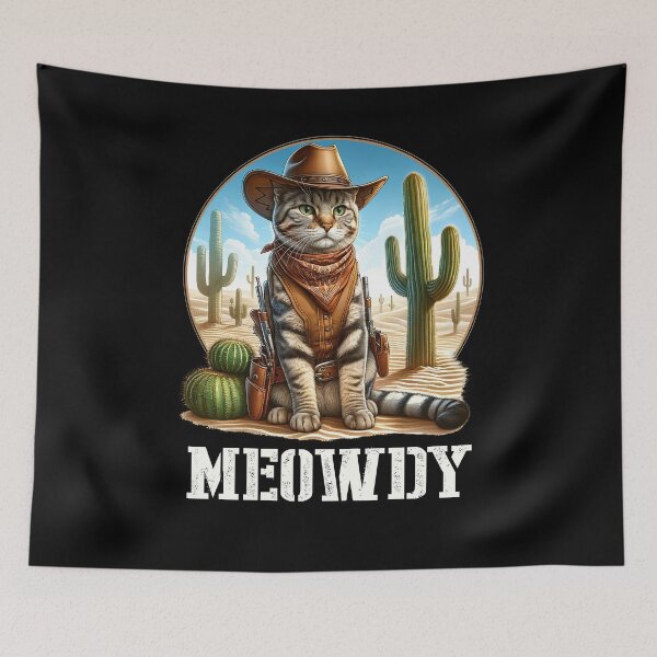 Item preview, Meowdy Cat Howdy Western Kitten designed and sold by Kimberley King Art  King Art.